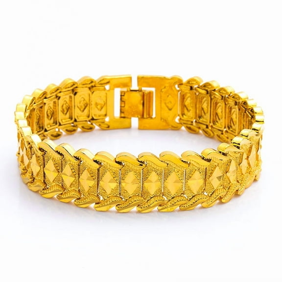 20mm Wide Chunky Big Bracelet 14K Yellow Gold Star Chain Link Bracelets angles for Men Vintage Jewelry Pulseiras