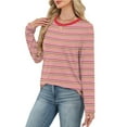 thumbnail image 4 of Womens Plus Size Tops, Long Sleeve Shirts for Women Fashion Loose Fit Striped Printed Crewneck T-Shirts Fall Clothes, 4 of 5