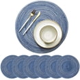 thumbnail image 1 of Sets de Table Ronds en Tissu Tissé de 14,1 Pouces pour Table à Manger, Résistants à la Chaleur, Tressés, Style Bohème, Lavables, Rustiques, Ensemble de 6, 1 of 8