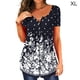 thumbnail image 1 of Camiseta Mujer Blusa Casual Cuello En V Manga Corta Botón Top, Negro Blanco, XL tholdsy AP001374-09, 1 of 5