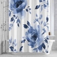 thumbnail image 2 of Blue Floral Shower Curtain for Bathroom, Retro Watercolor Spring Blue Flowers Leaves Waterproof Cloth Fabric Bathroom Accessories Set with 12 Rust Proof Plastic Hooks, 60"x72", 2 of 9
