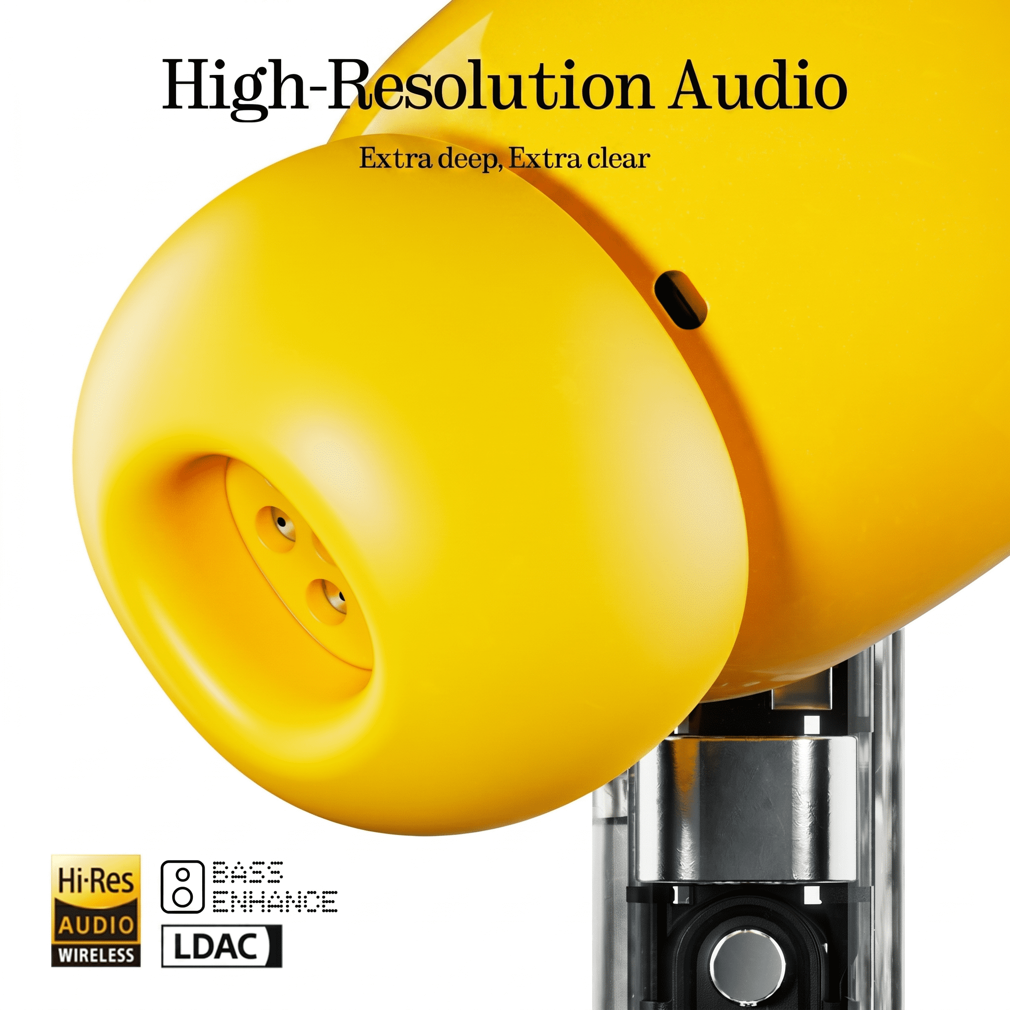 Nothing Ear (a) Wireless Earbuds, 45dB Hybrid Noise Cancelling Earbuds, Hi-Res Audio, Advanced Equaliser, Dual Connect, 6 Mics, 42.5H Playtime Ear Buds Wireless Bluetooth, Yellow