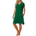 thumbnail image 4 of INSPIRE CHIC Women's Nightshirt Sleepwear Lounge Pajama Dress V Neck Short Sleeve Nightgowns M Dark Green, 4 of 6