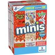General Mills Cinnamon Toast Crunch Reese's Puffs and Trix Mini Breakfast Cereal 3 Pack