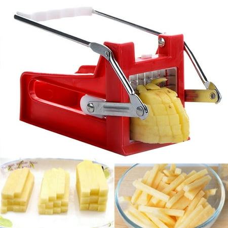 Potator Slicer French Fry Cutter, Stainless Steel French Fry Cutter Potato 25 Holds 2 Blades Vegetable Slicer Chopper Dicer by Kitchen Tools,Red ()