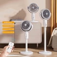 thumbnail image 2 of Harpi Fan for Bedroom, 180°+90° Oscillating Standing Fan, Air Circulator Floor Fan for Whole Room, 5 Speeds, 8H Timer, DC Motor Quiet Pedestal Fans, 36dB, Adjustable Height, Remote Control, 2 of 16