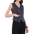thumbnail image 3 of CHALECO FORMAL DE BOTONES PARA MUJERES INSPIRADO EN CHIC CON ESCOTE EN V Y RAYAS VINTAGE TALLA M 2, 3 of 4