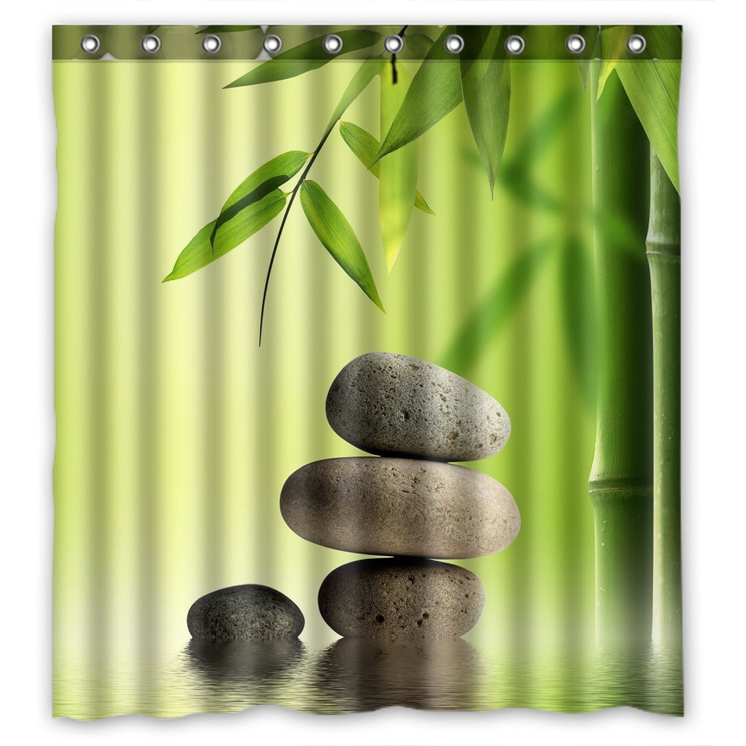 YKCG Zen Pebble Stones Underwater in Lake with Bamboo Leaves Waterproof
