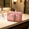 thumbnail image 4 of Dongrere Mesh Makeup Bag, Multi Pocket Lightweight Travel Cosmetic Organizer Pouch, Large Capacity Cosmetic Bag for Women Outdoor Use, Pink, 4 of 7