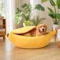 thumbnail image 5 of HWRETIE Banana Shaped Cat Bed Enclosed Pet House Warm Hooded Sleeping Nest for Cats and Small Medium Dogs Soft Plush Cozy Indoor Rest Bed, 5 of 6
