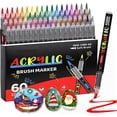thumbnail image 1 of Plumones Acrílicos 60 Colores Punta Brush – Tinta Acrílica Líquida, Marcadores Acrilico para Roca, Madera, Vidrio, Tela, Lienzo y Más – Rotuladores Acrílicos de Pintura, 1 of 4