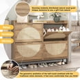 thumbnail image 6 of MIDODO Large Rattan Shoe Storage Cabinet with 4 Flip Drawers,  Freestanding Shoe Organizer with Metal Legs for Entryway, Hidden Golden Handles, Narrow Shoe Rack Cabinet, 6 of 8