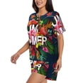 thumbnail image 2 of Naloa Summer Birds and Flowers Women's Short-Sleeved Pajama Set, Loungewear, Summer pajamas, Breathable Cozy - XX-Large, 2 of 9