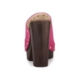 thumbnail image 4 of BLISSFUL STEP Women's Shoes Platform Chunky Heels Open Toe Rivet Faux Suede Slides Sandals Hot Pink 7, 4 of 8