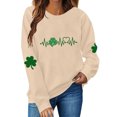 thumbnail image 2 of BLTIBY St Patricks Day Sweatshirt for Women Spring Autumn Lucky Printed Long Sleeve Round Neck Fashion Causal Comfy Pullover Tops 2025 Beige 5 XL, 2 of 5