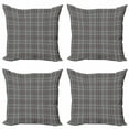 thumbnail image 1 of Abstract Throw Pillow Cushion Case Pack of 4, Plaid Inspired Classic Design of Diagonal Streaks Composing Squares, Modern Accent Double-Sided Print, 4 Sizes, Blush Grey and Pale Grey, by Ambesonne, 1 of 2