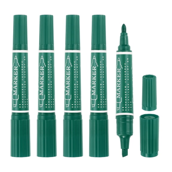 Uxcell 5 Pcs Art Marker Pen Double-Ended Colored Pen Dual Sketch Marker, Dark Green