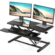 FITUEYES Height Adjustable Standing Desk 36” Wide Sit to Stand Converter Stand Up Desk Tabletop Workstation for Dual Monitor Riser SD309101WB