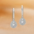 thumbnail image 4 of Diamond Dangle Earring | 6 Ct IGI Certified Pear Shape Lab Grown Diamond Dangle | 14K White Gold | Freyde Double Halo Lab Diamond Earring | Prong Setting | FG-VS1-VS2 Quality | Friendly Diamonds, 4 of 6