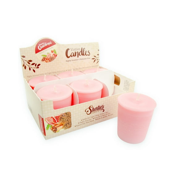 Dickens Christmas Soy Votive Candles - Scented with Natural Fragrance Oils - 6 Pink Natural Votive Candle Refills - Christmas & Holiday Collection