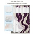 thumbnail image 2 of No Hook Cloth Fabric Shower Curtain with Snap in Liner, Geometric Purple Waterproof Shower Curtains Set with See Through Top Window, Vintage White Stripe Coastal Sea Wave Bath Curtains Shower 36"x72", 2 of 6