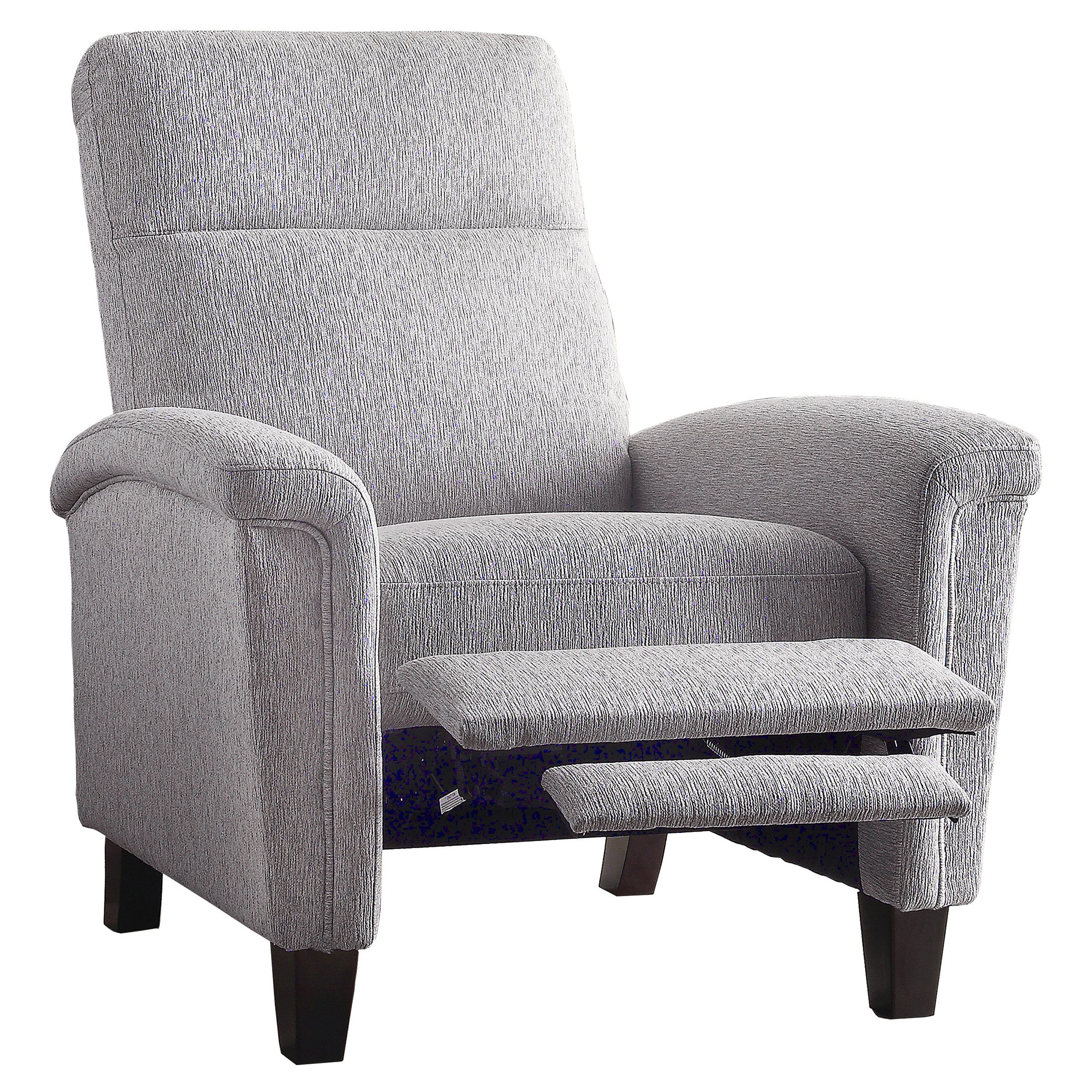 OakvillePark Sadie Textured Fabric Upholstered Push Back Reclining Chair, Light Gray