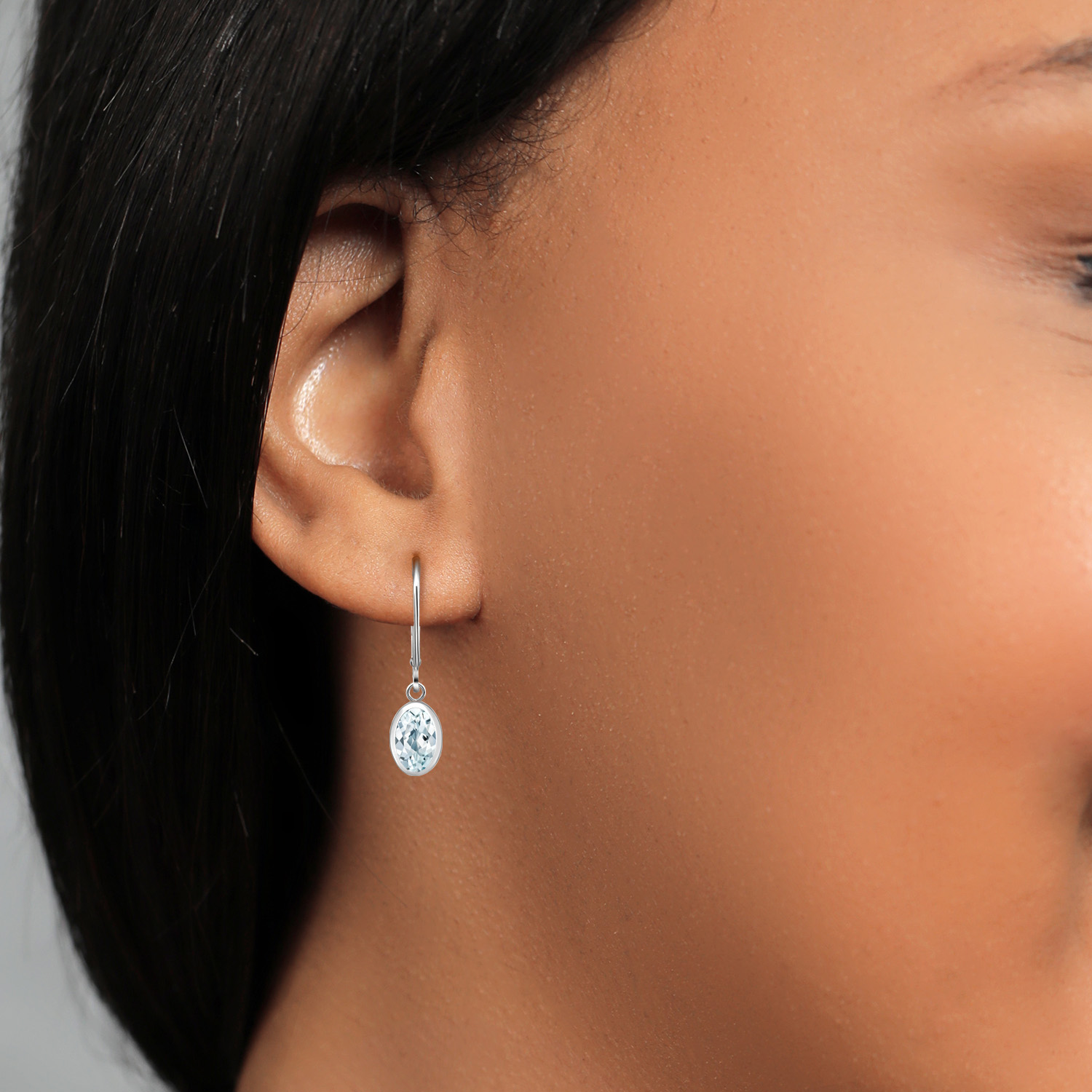 Gem Stone King 925 Sterling Silver Sky Blue Aquamarine Drop Dangle Leverback Earrings for Women (2.40 Cttw, Gemstone March Birthstone, Oval 8X6MM)
