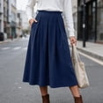 thumbnail image 2 of Ihhxva Women's Corduroy Midi Skirt, High Waist Pleated A-Line Skirt with Elastic Waist and Side Pockets for Casual Wear S - 3XL, 2 of 9