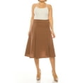 thumbnail image 4 of Moa Collection Women's Plus Size Classic Solid Flared Lightweight Elastic Waist Long Midi A-Line Skirt, Female, 4 of 6