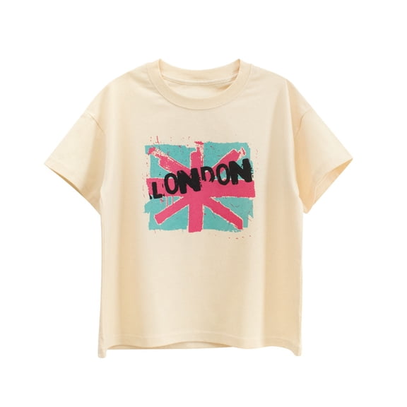 Hiijoy Toddler Boys Summer T-Shirt London Print Short Sleeve Casual T Shirt, Sizes 4-13