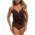 thumbnail image 2 of Pounoo Bathing Suits for Women Draped Bust Adjustable Strap One Piece Swimwear Beach Getaway Style Stretchy Quick Dry Trendy Swimsuits Gift, 2 of 5