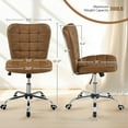 thumbnail image 2 of OWNEN Armless Desk Chair Modern Tufted Office Chair Faux Leather Upholstered Computer Chair with Adjustable Seat Height and Rolling Wheels for Home/Office, Retro Brown, 2 of 9