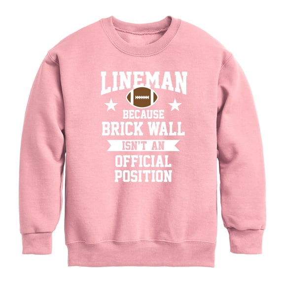 Instant Message - Lineman Brick Wall Position - Toddler & Youth Crewneck Fleece Sweatshirt