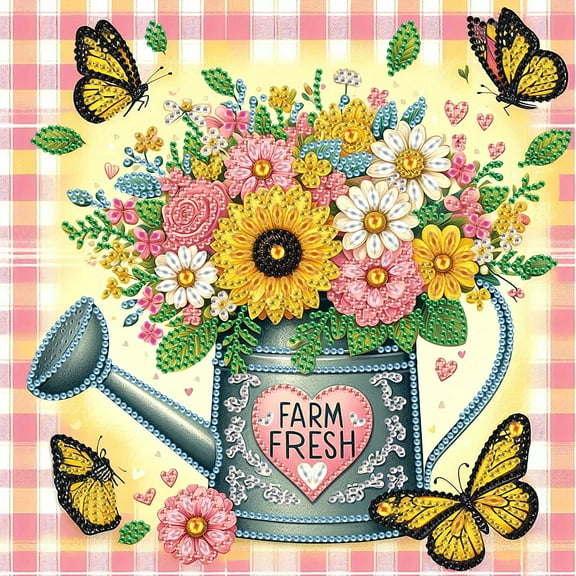Flower Watering Can Diamond Art Painting Kit