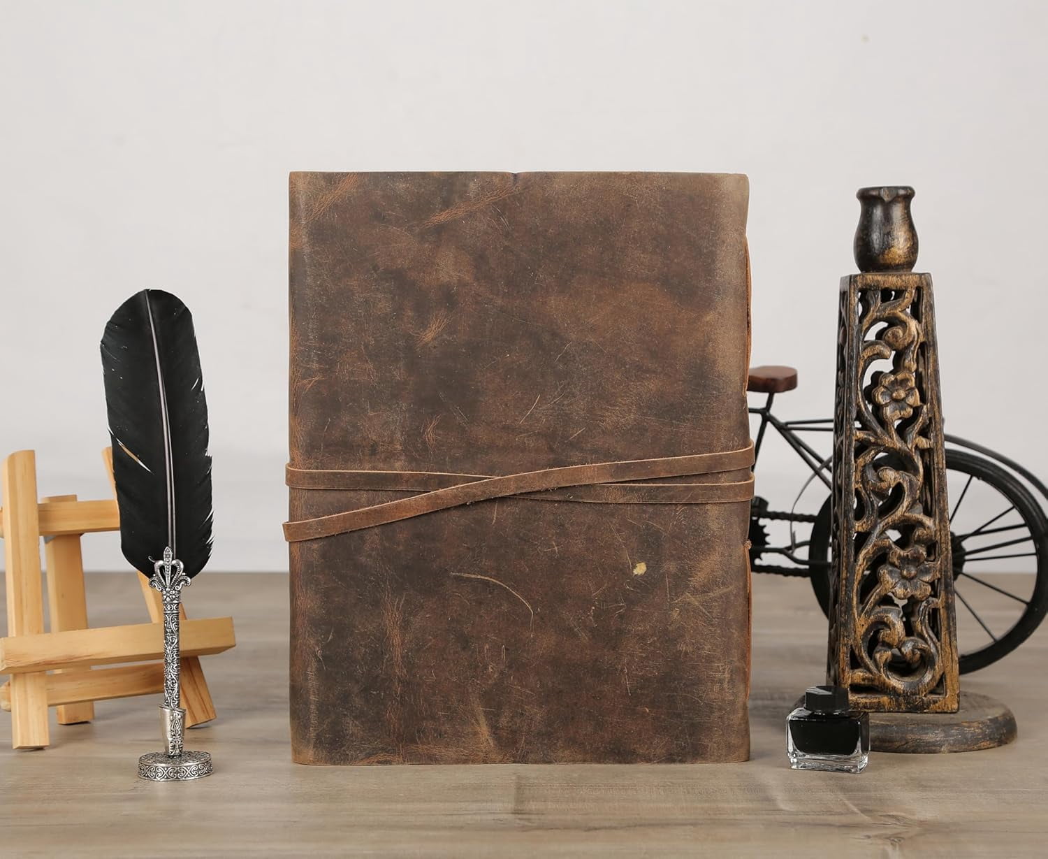 10x7 Inch Leather Journal with Key Lock – Handmade Buffalo Leather Cover & Deckle Edge Paper – Vintage Travel Notebook for Writing, Sketching, Gift for Men & Women (Brown)