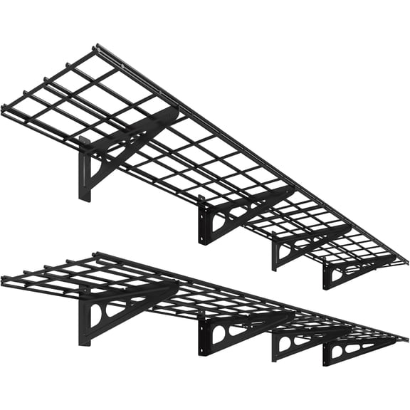 12-inch-by-72-inch Wall Shelf Garage Storage Rack Wall Mounted Floating Shelves,1x6ft,Black, 2-Pack, Classic Series