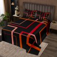 thumbnail image 2 of YST Geometric Square Bedspread Twin Size Black and Red Orange Quilt Set, Modern Abstract Coverlet Set Contemporary Rectangle Bedding Set, Mid Century Lines Bed Cover for Boys Girls, 2 of 5