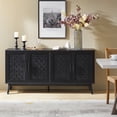 thumbnail image 6 of 4-door Wooden Storage Sideboard with Metal Handle Adjustable Feet Cabinet for Living Room Black, 6 of 7