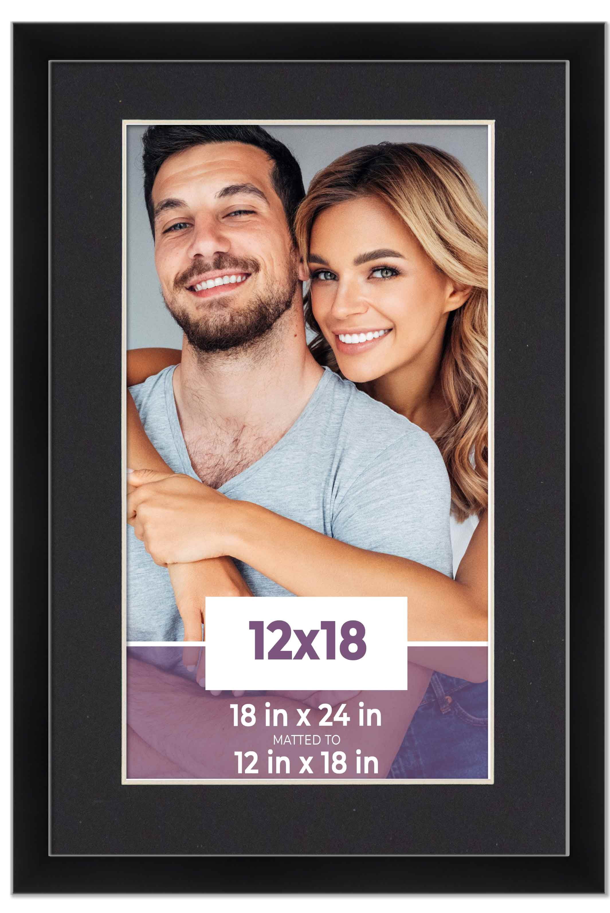12x18 Frame Black With Black Picture Mat For 12x18 Photo - Black 18x24 Frame To Display Print or