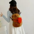 thumbnail image 3 of Soft Cartoon Capybara Backpack Strawberry Pear Capybara Crossbody Bag Red Headscarf Turtle Plush Animal Daypack Couple, 3 of 6
