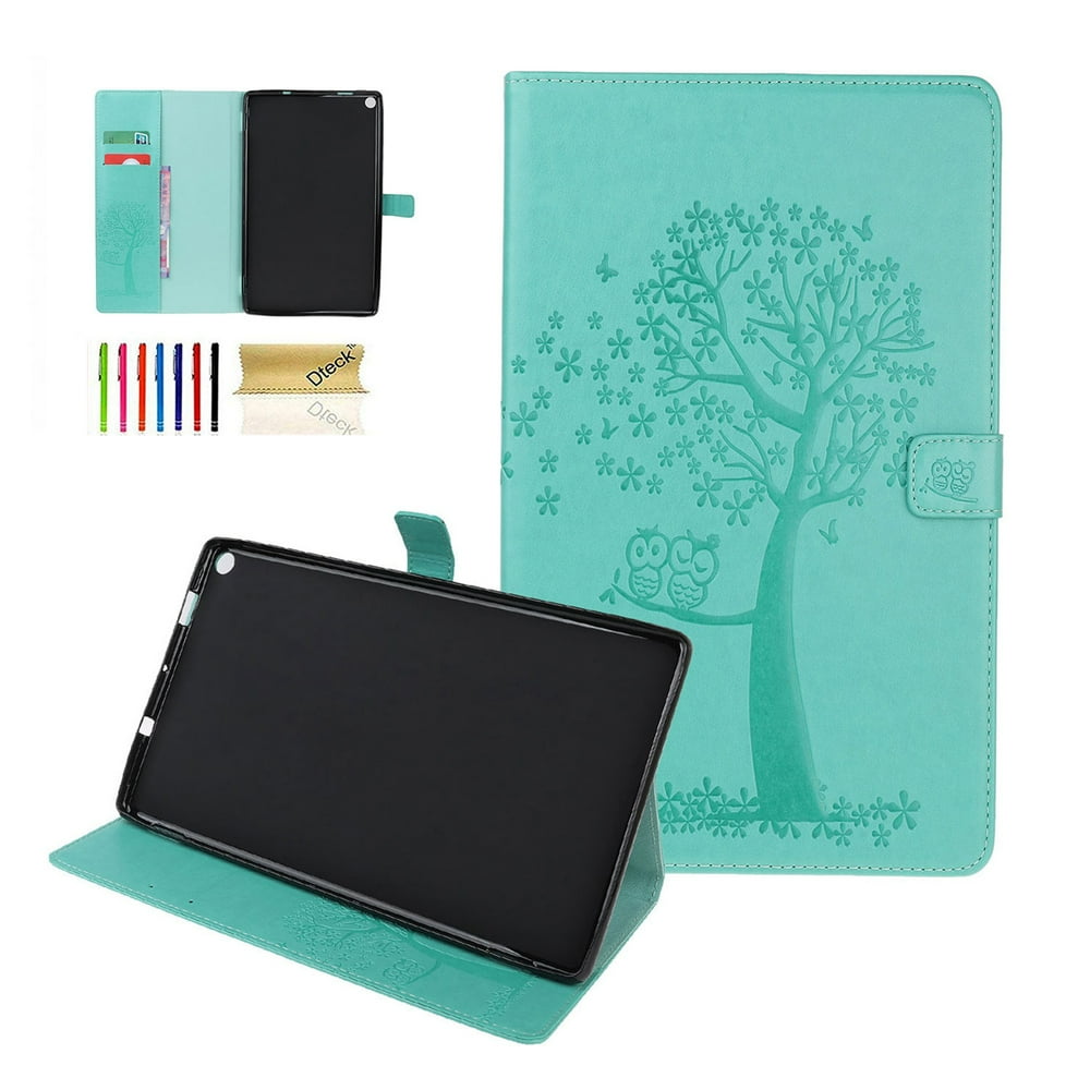 Kindle Fire HD 10 Tablet Case, Dteck Embossed Tree & Owl Premium PU