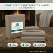 Casa Platino Queen Size Flannel Bed Sheet Set, 100% Cotton 4 Piece Set, Deep Pocket Sheets - Taupe