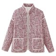 thumbnail image 3 of TRAFZA-abrigo con estampado de flores para mujer, chaquetas 2 en uno acolchadas reversibles de manga larga con frente abierto, ropa de calle Vintage de otoño, 3 of 5