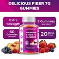 thumbnail image 6 of Vitamatic Prebiotic Fiber Gummies for Adults - 7G Fiber Extra Strength - Zero Sugar Added - 60 Pectin Based Gummies - Digestive Health & Regularity Support, 6 of 11
