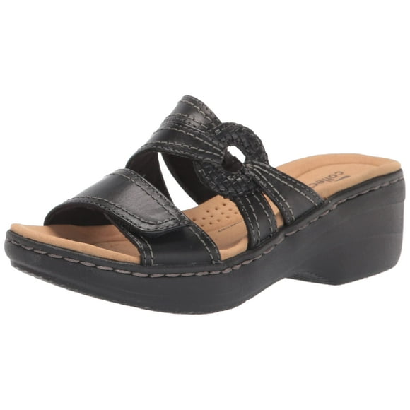 Clarks Merliah Coral Heeled Sandal, Black Leather, 8.5 Medium