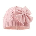 thumbnail image 2 of Baby Girl Winter Hat Cute Bow Infant Beanie Warm Knitted Hats for Toddler Kids Girls 0-6 Years (Pink,S), 2 of 6