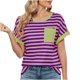 thumbnail image 1 of mfyjkho Tops Para Hacer Ejercicio Para Mujer, Suéter Informal De Manga Corta Con Cuello Redondo Y Bolsillos A Rayas Para Mujer Tops Para Salir Para Mujer M, 1 of 6