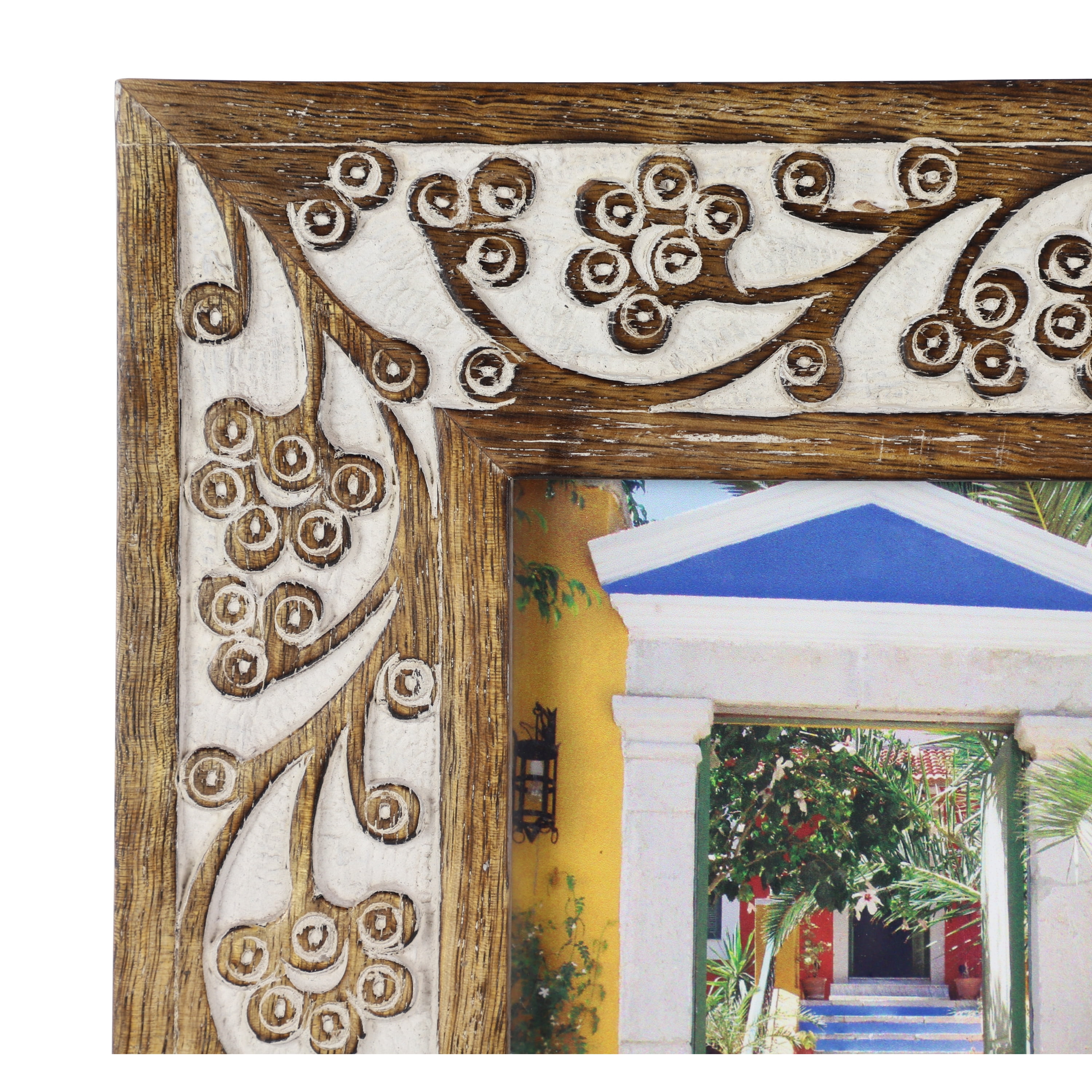 DecMode 9" x 11" (5X7) Brown Wood Traditional Photo Frame