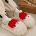 thumbnail image 5 of Fuzzy Slippers For Women Christmas Deer Closed Toe Flat Bottom Warm Slippers Warm Cozy Winter House Slippers Bedroom Indoor House Shoes, 5 of 6
