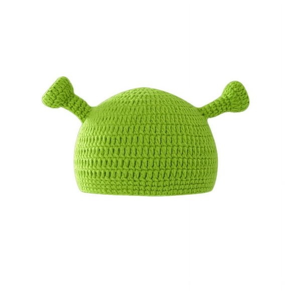 Hweilai Shrek hats with ears, adult cosplay, Halloween cosplay, green beanie gifts